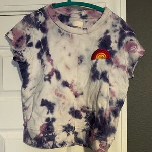 MOTHER Purple and White Tie-Dye Sweatshirt